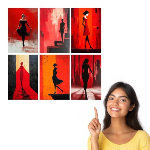 Image of SiddArtify Abstract Woman Wall Art Prints Set - Modern Silhouette Poster Decor for Living Room Bedroom Office - 12x18 inch Board Pack of 6
