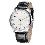 JUSKAQZYI automatikuhr Automatische mechanische Uhr, lässige Uhr mit Kalender, Lederarmband, geeignet als Geburtst ...