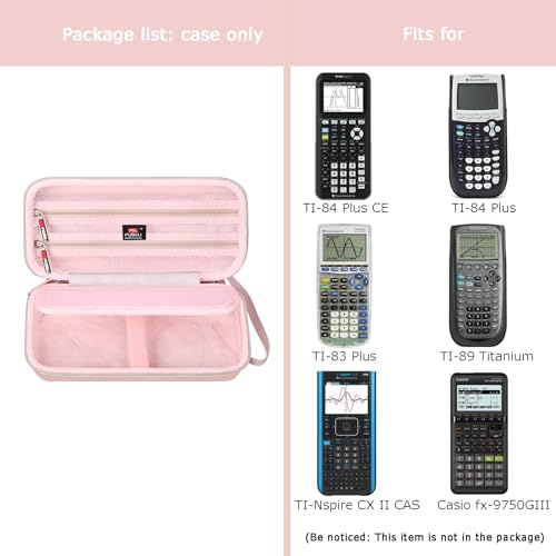FBLFOBELI Hard Case for Texas Instruments TI-84 Plus CE/TI-84 Plus/TI-83 Plus/Casio fx-9750GIII Color Graphing Calculator, Mesh Pocket for Pens, Cables and Other Accessories (Case Only) (Rose Gold) - Thumbnail 4