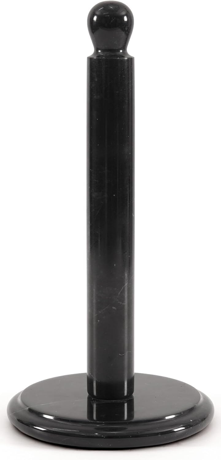Handmade Black Marble Paper Towel Holder 12.5" – Premium Towel Stand for Bathroom & Kitchen Countertop, Elegant Durable Design, Luxury Home Accessory