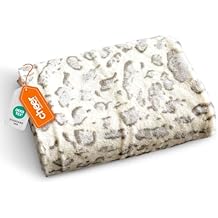 Cheer Collection Animal Print Faux Fur Blanket - Luxurious Fluffy Blankets for Couch & Bed - Machine Washable - 50" x 60" inches - Snow Leopard