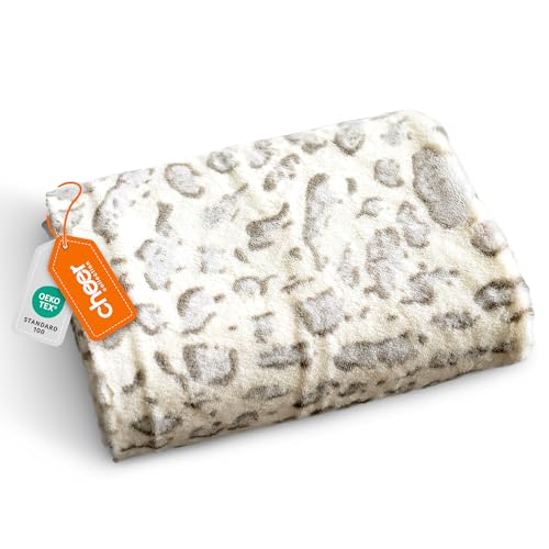 Cheer Collection Animal Print Faux Fur Blanket - Luxurious Fluffy Blankets for Couch & Bed - Machine Washable - 50