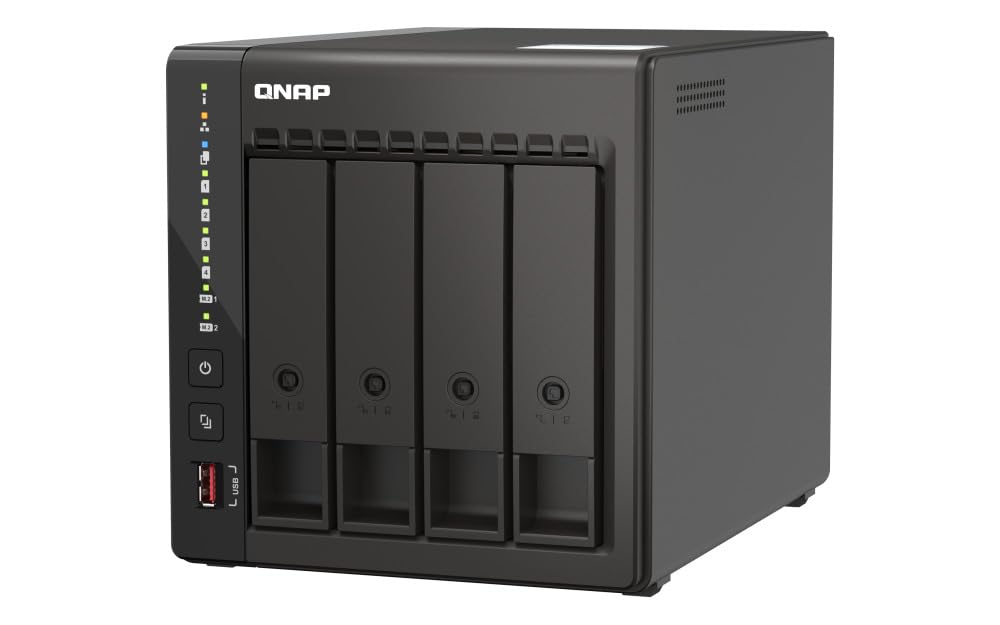 QNAP TS-453E 8G, NAS 4 baies (processeur Intel Celeron J6412 4 core/4 thread, turbo jusqu'à 2,6 GHz, double 2,5 GbE) 16 To avec 4 disques durs WD RED Plus de 4 To