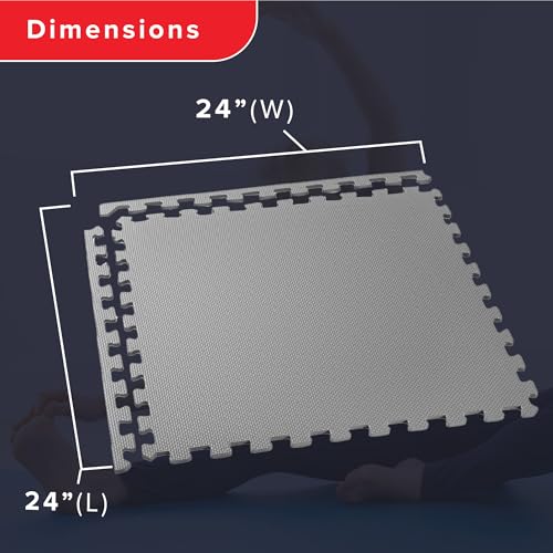 Image of We Sell Mats Premium Foam Interlocking anti-fatigue tiles great for gyms PX90 Insanity Pilates Yoga aerobics cardio trade shows kids payrooms and more. Light Gray 100 SQFT-25 Tiles