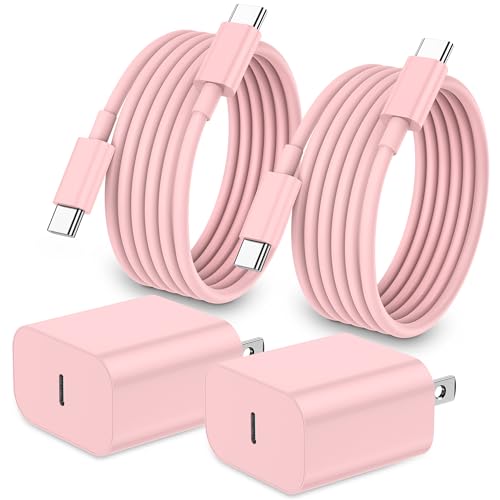 Image of iPhone 17 16 15 Charger Fast Charging,2Pack 20W Apple iPad USB C Wall Chrager Block with 6FT USB C to C Cable for iPhone 17 /Pro /Pro Max /17 Air / 16 /16 Pro /16 Pro Max /15 /Plus /Pro /Pro Max (Pink)
