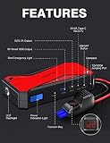 DBPOWER Car Jump Starter, 1600A Peak 18000mAh Portable Power Pack for Up to 7.2L Gas and 5.5L Diesel Engines, 12V Auto Battery Booster with LCD Display, Compass, LED Light and Type C Port - 6