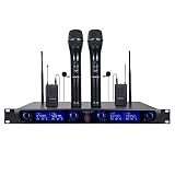 Sound Town 4 Channels Professional UHF Wireless Microphone System with Rack Mountable Metal Receiver