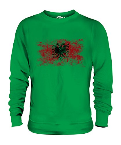 Candymix - Albania Distressed Flag - Unisex Sweatshirt Mens Ladies Sweater Jumper Top, Size 2X-Large, Colour Irish Green