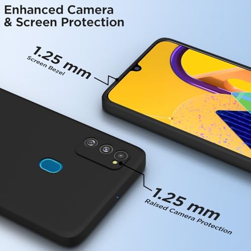 Image of Outlouders Back Cover for Samsung Galaxy M21 / M30s / M21 2021 | Camera Protection | Durable Soft Matte Silicone Bumper Case (Black)