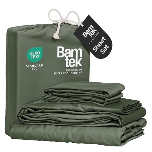 Bamtek 100% Viscose from Bamboo Sheets Queen Size, Super Soft Bedding Set, 4PC Cooling Sheets for Hot Sleepers, Vegan Silk Moisture Wicking, Organically Grown Bedsheet, Moss - 60" x 80"