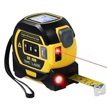3 in 1 Digital Laser Tape Measure | Laser Level Crosshairs | 130ft/40m Laser Distance + 16ft/5m AutoLock Tape | Backlit LCD Display Ft/Inch/M/mm & Fractions