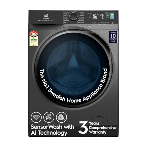 Image of Electrolux 11kg 5 Star Front Load Washing Machine, 3 Year Warranty, AI SensorWash, WiFi, Full Load Vapour Wash, Hygienic Care, Woolmark, EcoInverter Motor, UltimateCare 700, EWF1142R7SB, Dark Silver