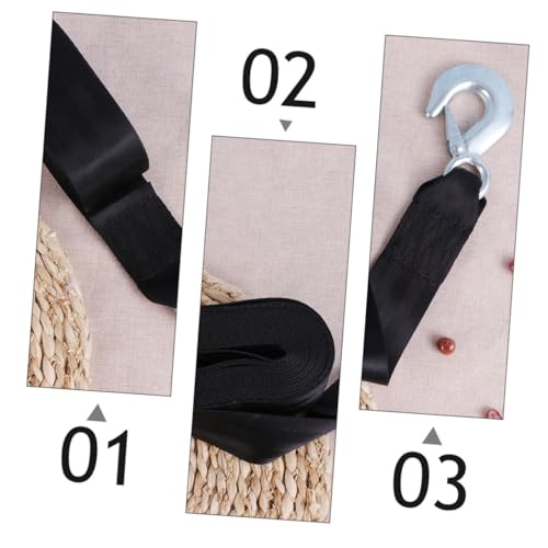 Courroie de treuil marin en polyester noir 1.5T avec crochet acier pour remorque de bateau