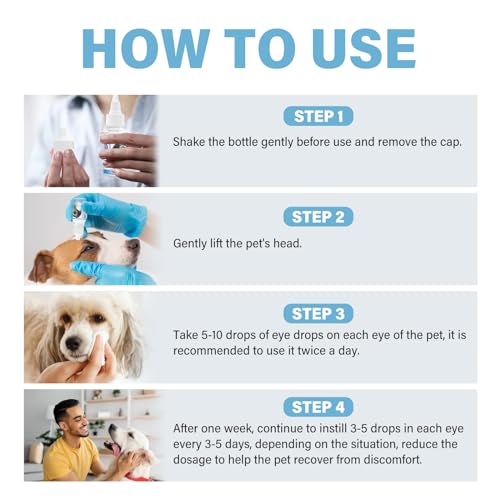 Atrilly Dog Eye Drops, Pet Eye Drops for Dogs and Cats to Relieve Dry Eyes, Red Eyes and Itchy Eyes, Long Lasting Hydration, Gentle for Pets