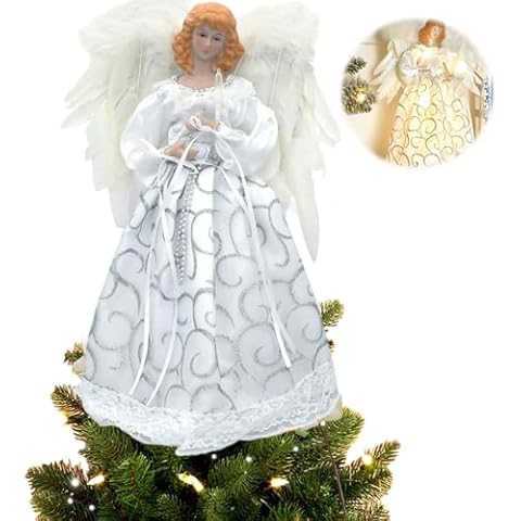 12.6In Les-Theresa Light Up Angel Tree Topper Cover