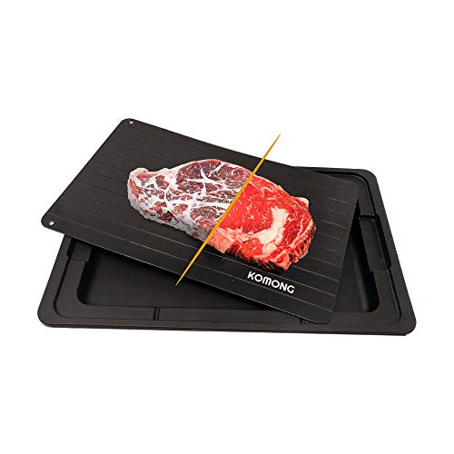 KOMONG Defrosting Tray For Frozen Meat - Large Family Size Thawing Plate for Frozen Food - Meat Defroster with Drip Tray - Defrosting plate with No Electricity -Natural Thawing Tray for Frozen Meat