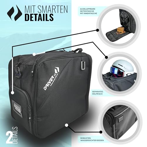 Foto von Driver13 Skistiefeltasche Bootbag mit Helmfach, Skischuh Tasche für Skischuhe und Snowboardboots, schwarz