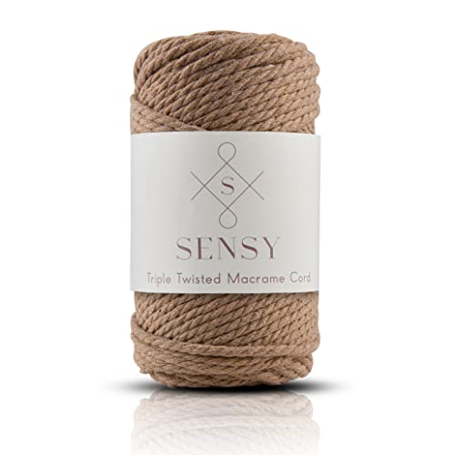S Sensy 3mm Triple-Vegan Recycled Cotton Macrame Cord Gauge#6 Latte 82yds