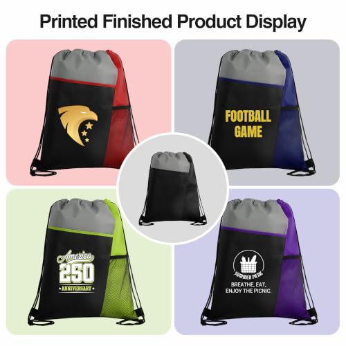 Image of Custom Non-Woven Drawstring Backpacks Bags Bulk with Logo Text, 100 /200 Pack Personalized Tote Bag Promotional Business Items for Events Brand Wedding Party Anniversary Birthday Sport Gym Gift