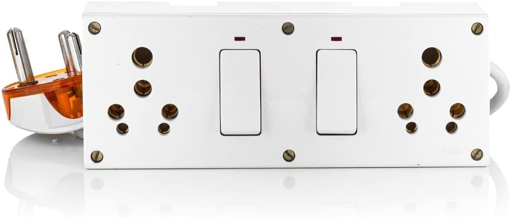 HI PLASST 16a Extension Board with 10 Meter Cable 1.5Sq.mm Cable for Heavy appliances with Two- 16amp Socket and Two switches,appliances Like Refrigerator,Microwave,etc Upto 2000watt,230volt