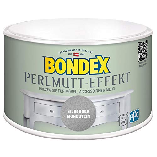 Bondex 424275 Perlmutt- Effekt silber mondstein 0,5 L für 5 m² - Dekorationsfarben mit dezentem Perlmutt-Glanzeffekt - auch für Wände geeignet