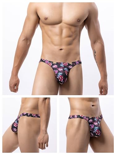 Men's Spandex Thong Low Rise Bikini Printed Briefs Underwear4