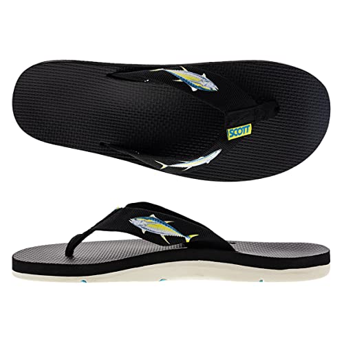 Scott Hawaii Men's Hokulea Sandal | Tubular Nylon Strap Rolls Against Skin | Molded Outolse With Arch Support And Heel Cup | Non-Marking No-Slip | Marine And Boat Friendly Flip Flop