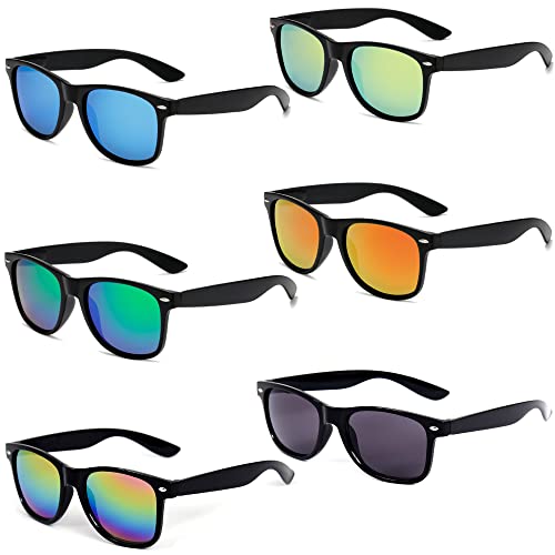 Eyegla 6 Stücke Neon Sonnenbrille Set Unisex Retro 80er Lustige Sonnenbrillen Party für Damen Herren und Kinder