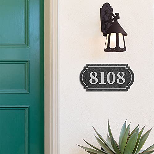 12" W x 6" H Vintage Address Plaque Home Address Sign Decorative Rustic Metal Personalized House Garden Wall Sign, 911 Visibility Signage (Styles 3)