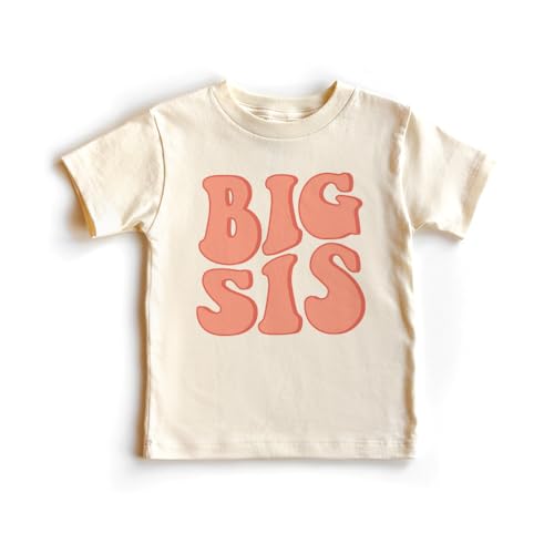 Girls Groovy Big Sis Shirt - Retro New Big Sis - Gift For Girl Sibling Reveal Announcement Tshirts - Natural Toddler Youth Tee2