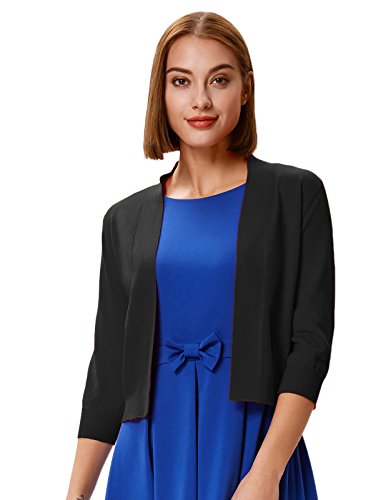 Grace Karin Women's Plus Size Shrug Office Cropped Knit Cardigan Jacket For Dress (Black,Xxl) #TOP2