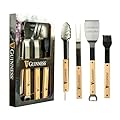 Guinness 4 PC Grilling Set - Camping Utensils for Summer | BBQ Tools Grilling Accessories Kit with Tongs, Spatula, Fork, Basting Brush | Grill Utensils Set for Outdoor Grill
