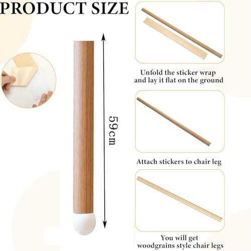 Image of Bamboo Style Highchair Adhesive Strips, 4 Pcs, Compatible with IKEA Antilop Highchair, Coconut Wood Pattern