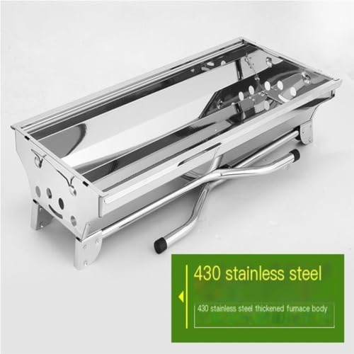 Barbecue portable multifonctionnel argenté compact à charbon de bois - 7