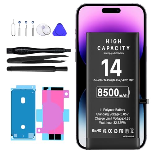 Battery for iPhone 14 8500mAh Upgrade Extra High Capacity Replacement Battery for iPhone 14 Models A2649A2881A2884A2883A2882 with Professional Repair Tool