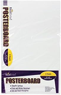 Royal Brites White Poster Board, Medium Size Presentation Board, 14 x 22 Inches (8 Sheet Pack)