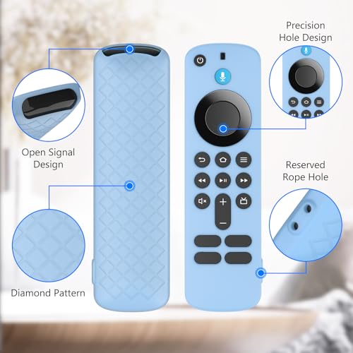Image of RAYA Silicone TV Remote Cover Compatible with All New Fire TV Stick 4k & Fire Tv Stick HD Remote 2025 Model Protective Case with Lanyard (Blue)
