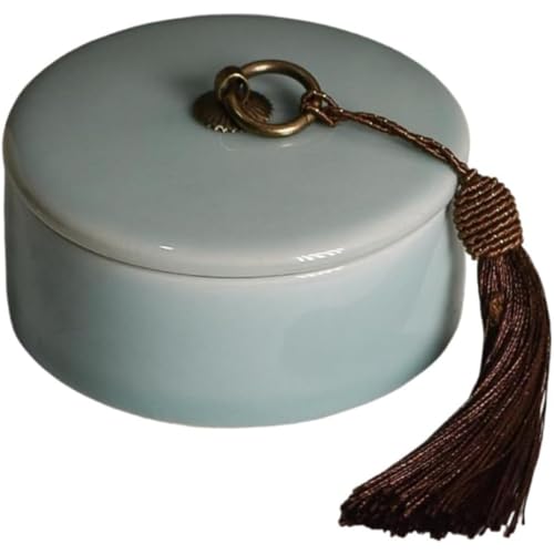 INECAR 2個墨池硯円硯すずり書道陶磁器製蓋付き筆洗筆置き書き初め書写墨液インク書道用品水彩顔彩絵の具保存用文房具文房四宝おしゃれインテリア置物書斎 (B)