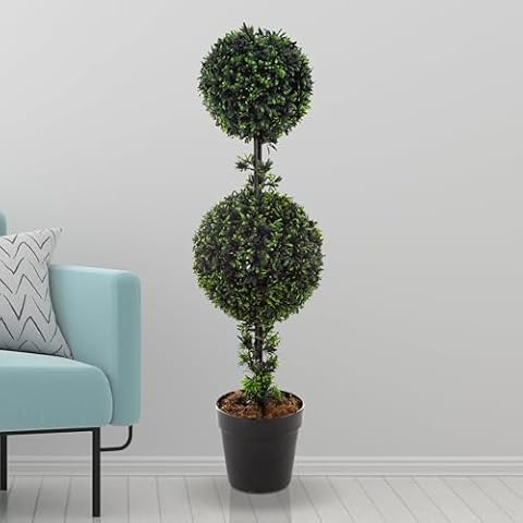 Pure Garden Artificial Podocarpus-36” Double Ball Style Faux Plant Cover