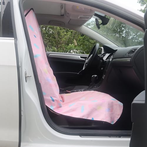 Image of Car Seat Cover Protector Front Seats,for Gym Workout,Running,Swimming,Beach and Hiking,Waterproof Sweat Towel Bucket Seat Covers for Cars SUV Trucks (Pink Marbling, 1Pcs)