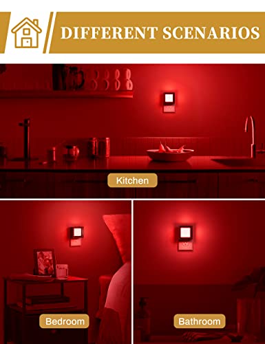 Image of DORESshop Red Night Light [2 Pack], Plug in Wall Night Lights, Twilight Sensor, LED Night Light with Adjustable Brightness, Bedroom, Bathroom, Hallway