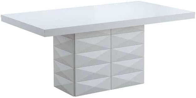 Modern Rectangle Pedestal Dining Table with Sturdy Wood Construction 71" L x 39" W x 31" H, Contemporary Design for Dining Rooms and Kitchens White