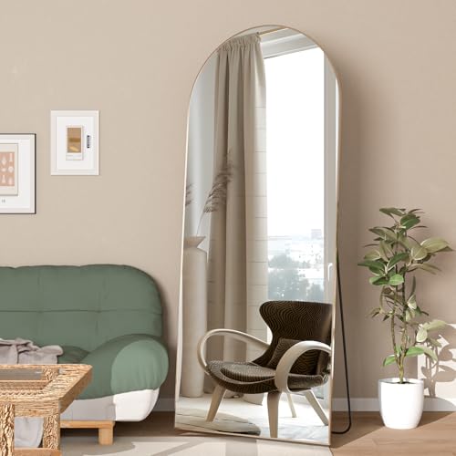Miniatura 5 de Arqueado Espejo de Cuerpo Entero Espejo de pie con Soporte 165 x 60cm Espejo de Pared Grande Oro Colgado de pie o apoyado contra la Pared para la Entrada del Dormitorio