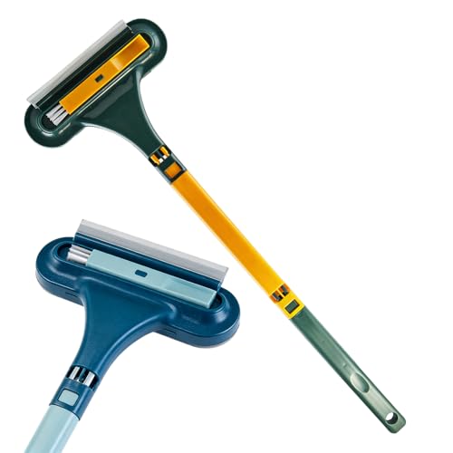 Window Screen Cleaning Brush 2 in 1 Window Screen Cleaner Tool with Squeegee Mesh Screen Cleaner Multi-Purpose Cleaning Brush for Patio Door Porch Screens (Yellow Green)