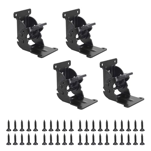 Folding Hinge Bracket for Folding Table, Workbench, Bed Legs, Self Locking Hinges 90 Degree Foldable Table Bracket, Heavy Duty Leg Fittings Angle Braces (Pack of 4) - Thumbnail 7