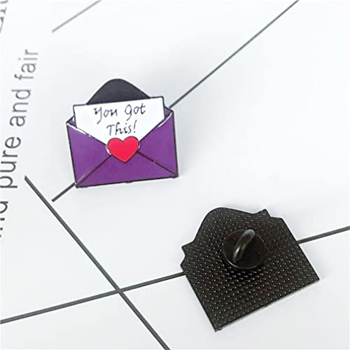 Image of ''YOU GOT THIS!'' Love Envelope Brooch Cute Heart Message Lapel Enamel Pin Badge Set Couple Brooch for Hat Jacket Cotton Shirt Skirt