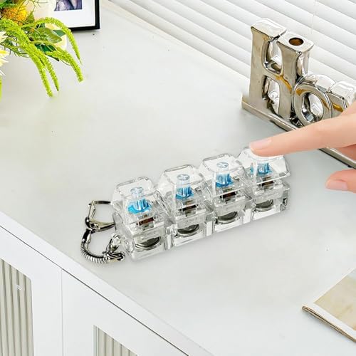 Image of Mechanical Keyboard Switch Keychain Fidget Toy with 4 Blue Switches