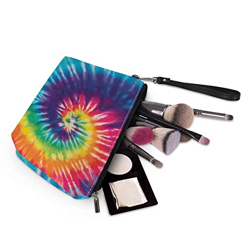 Tsvaga Fashion Tie Dye Makeup Bag For Women Ladies Travel Cosmetic Bags Shopping Handbag Purse With Removable Wrist Strap Wristlet Clutch Waterproof #TOP2