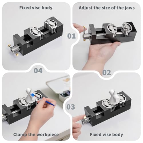 WhiteRhino Mini Bench Clamp, Mini Bench Flat Table Vice Self-AdjustingDrill Press Vice for DIY Aerospace-Grade Aluminum Alloy&Precision CNC Machined Crafts,Jewelry Making,Modeling,DIY,Repairs 6 WhiteRhino Mini Bench Clamp, Mini Bench Flat Table Vice Self-AdjustingDrill Press Vice for DIY Aerospace-Grade Aluminum Alloy&Precision CNC Machined Crafts,Jewelry Making,Modeling,DIY,Repairs - Image 6