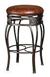 Hillsdale Montello Backless Swivel Bar Stool, Old Steel Finish with Faux Brown Leather